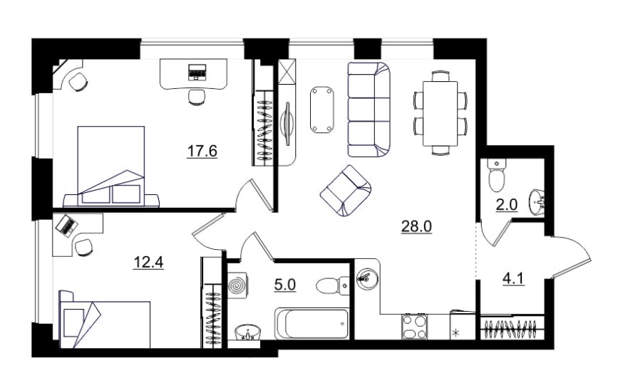 планировка квартиры 69 м2